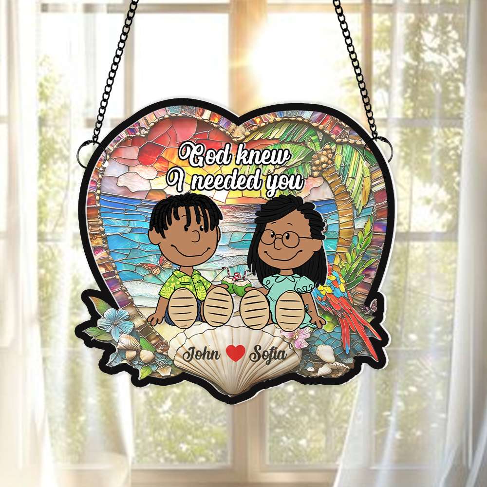 Personalized Gifts For Couple Suncatcher Ornament Summer Holiday 02KAMH100125PA