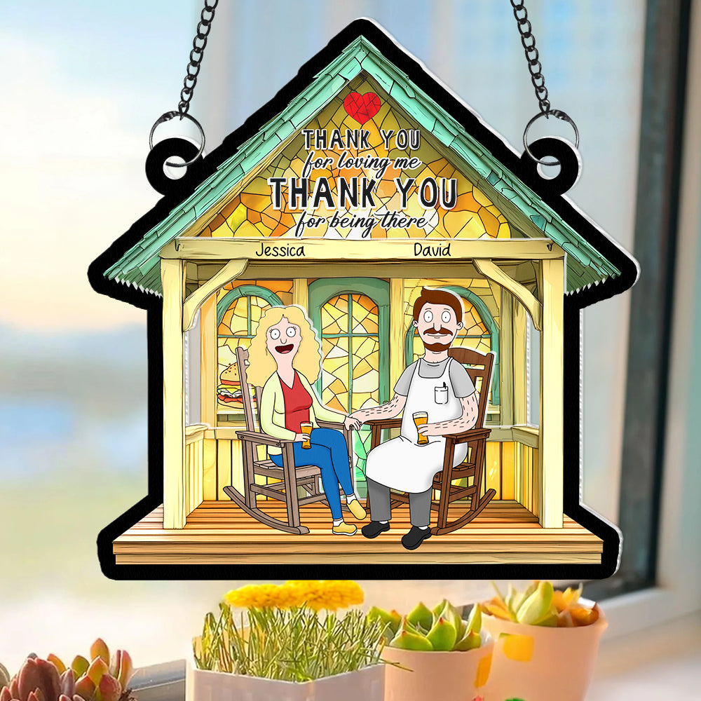 Personalized Gifts For Couple Suncatcher Ornament, Thank You For Loving Me Being There 03TGQN110225PA - Image 3