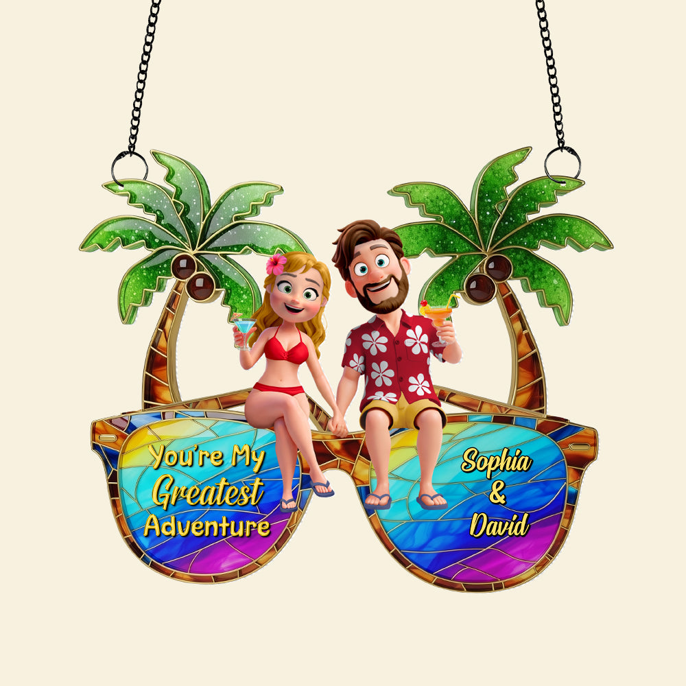 Personalized Gifts For Couple Suncatcher Ornament, Tropical Vacation 01tgtn220725hg - Image 4