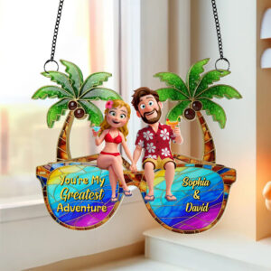 Alternative view of Personalized Gifts For Couple Suncatcher Ornament, Tropical Vacation 01tgtn220725hg