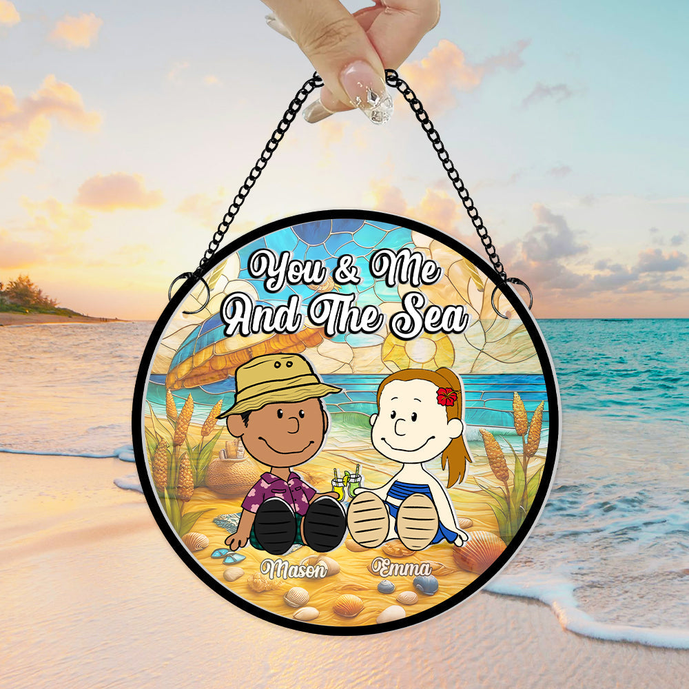 Personalized Gifts For Couple Suncatcher Ornament You Me And The Sea 03XQMH100125PA - Image 3