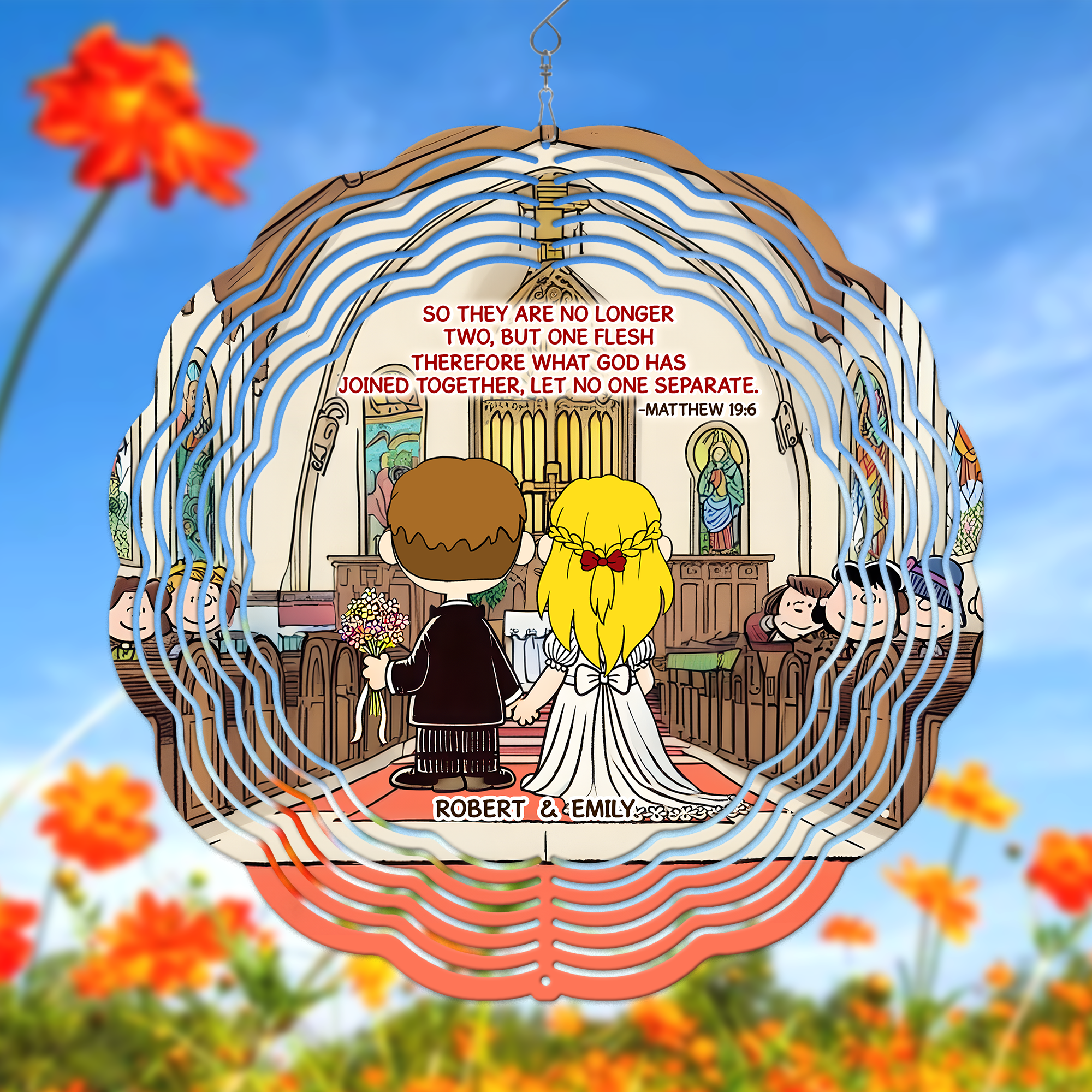 Personalized Gifts For Couple Wind Spinner Wedding In Church 03xqpu100125hg