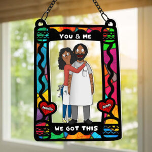 Alternative view of Personalized Gifts For Couple Window Hanging Suncatcher Ornament Cartoon Couple 03ACDT110225HG