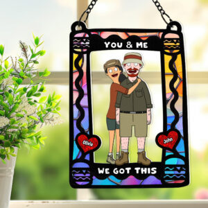 Personalized Gifts For Couple Window Hanging Suncatcher Ornament Cartoon Couple 03ACDT110225HG