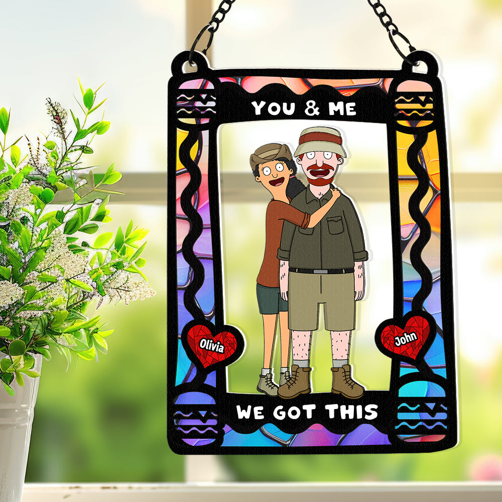 Personalized Gifts For Couple Window Hanging Suncatcher Ornament Cartoon Couple 03ACDT110225HG