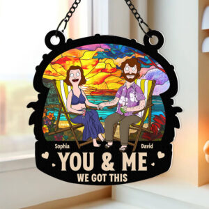 Personalized Gifts For Couple Window Hanging Suncatcher Ornament Summer Beach Couple