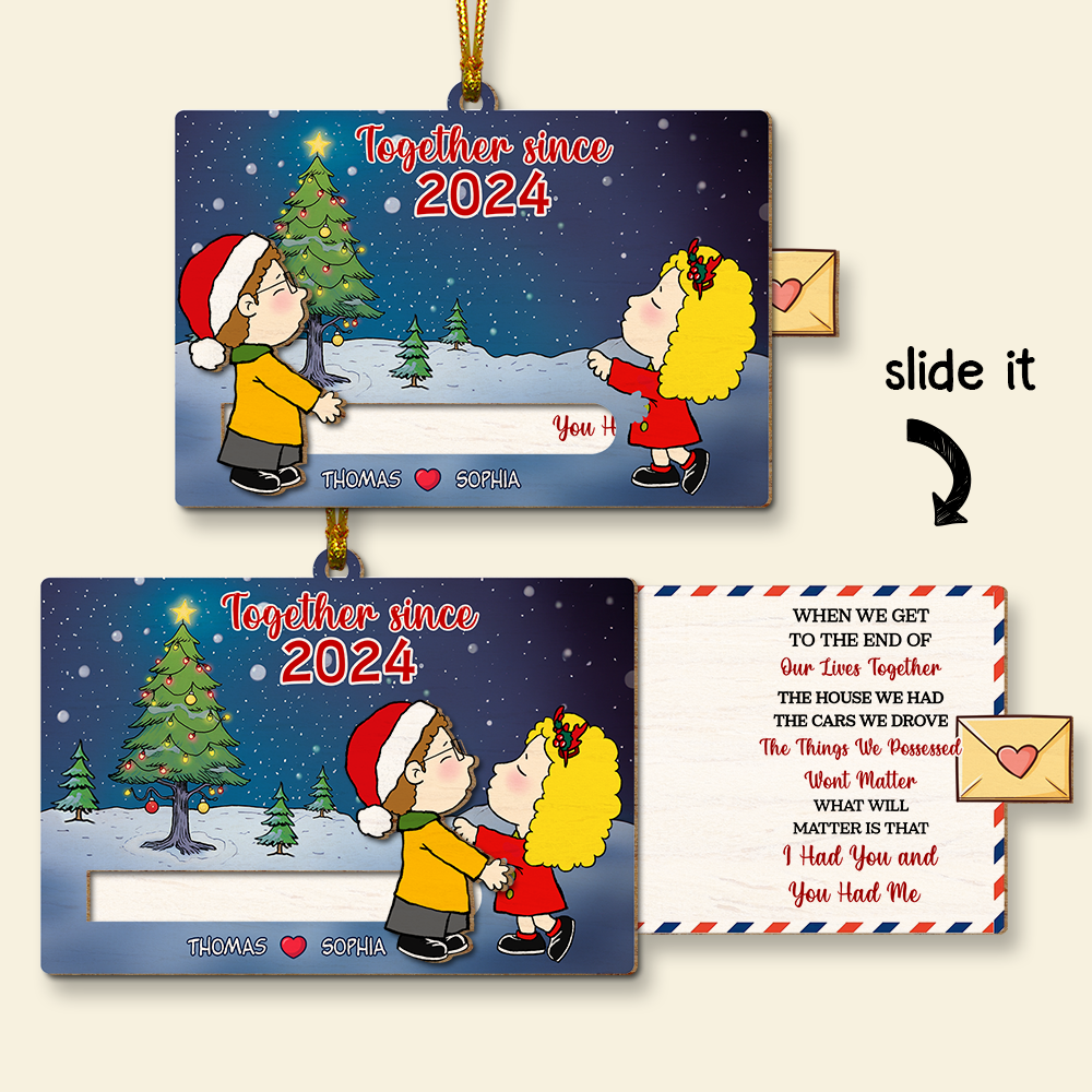 Personalized Gifts For Couple Wooden Slider Ornament 02TOPU191124HG - Image 3