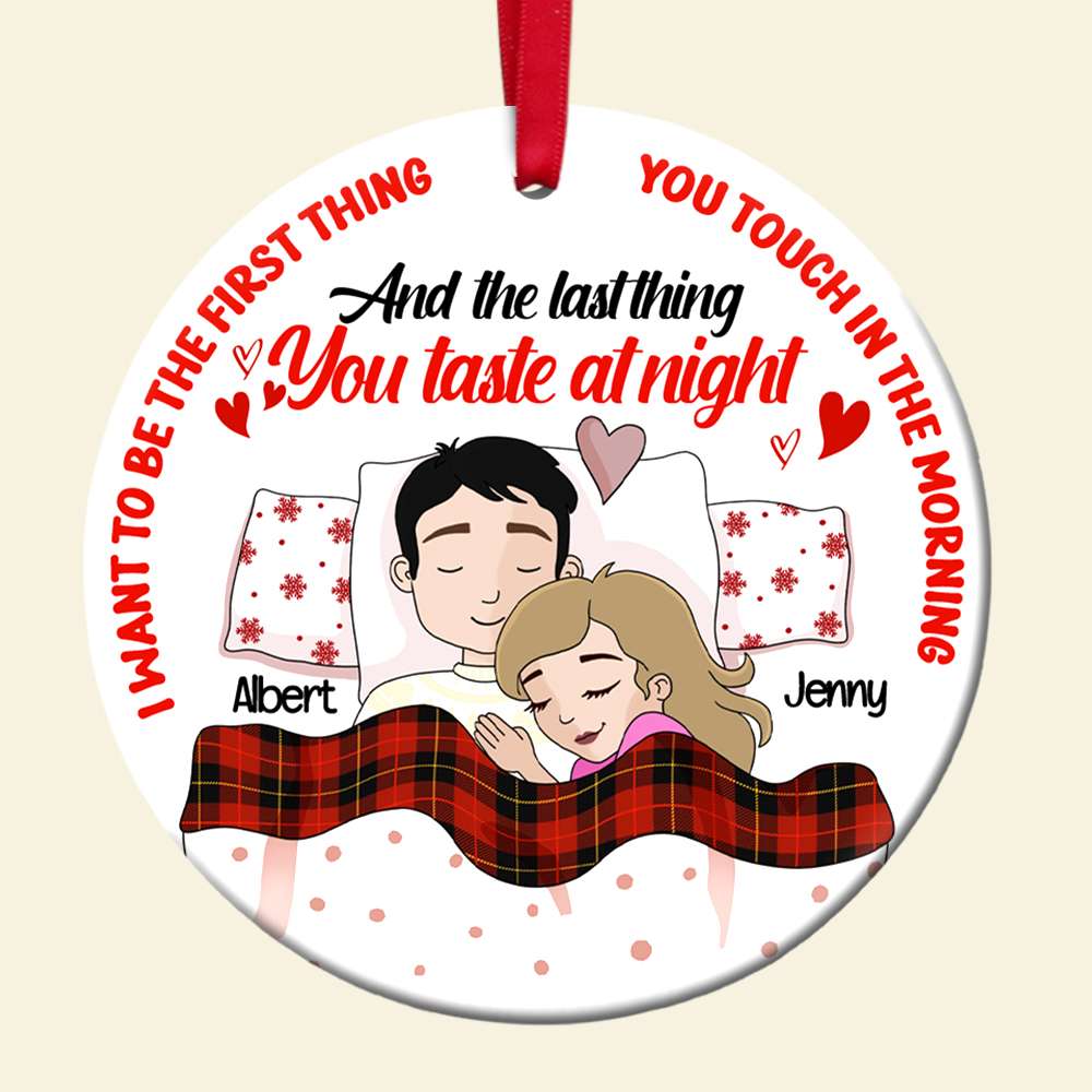 Personalized Gifts For Couples, Couple Slepping Ceramic Ornament 03OHLU091124HG - Image 4