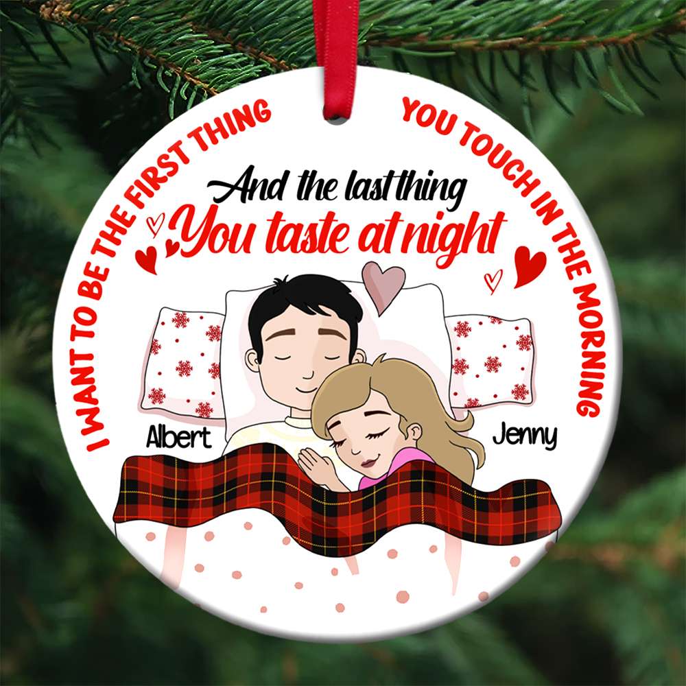 Personalized Gifts For Couples, Couple Slepping Ceramic Ornament 03OHLU091124HG