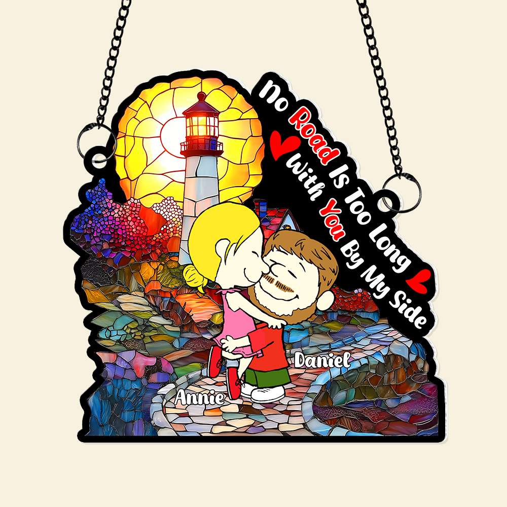 Personalized Gifts For Couples Suncatcher Ornament Hugging Cartoon Couple 01KALU110125HG - Image 5