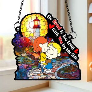 Personalized Gifts For Couples Suncatcher Ornament Hugging Cartoon Couple 01KALU110125HG
