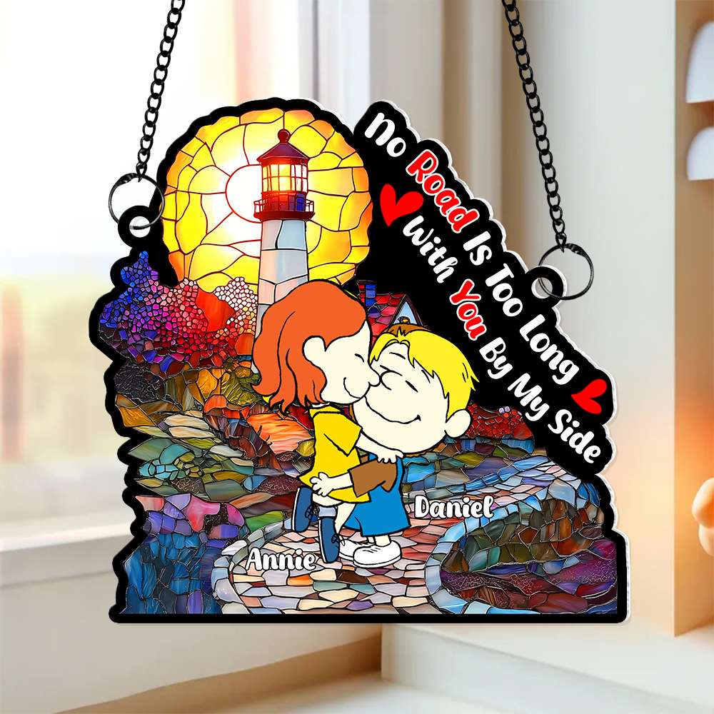 Personalized Gifts For Couples Suncatcher Ornament Hugging Cartoon Couple 01KALU110125HG