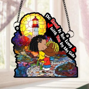 Alternative view of Personalized Gifts For Couples Suncatcher Ornament Hugging Cartoon Couple 01KALU110125HG