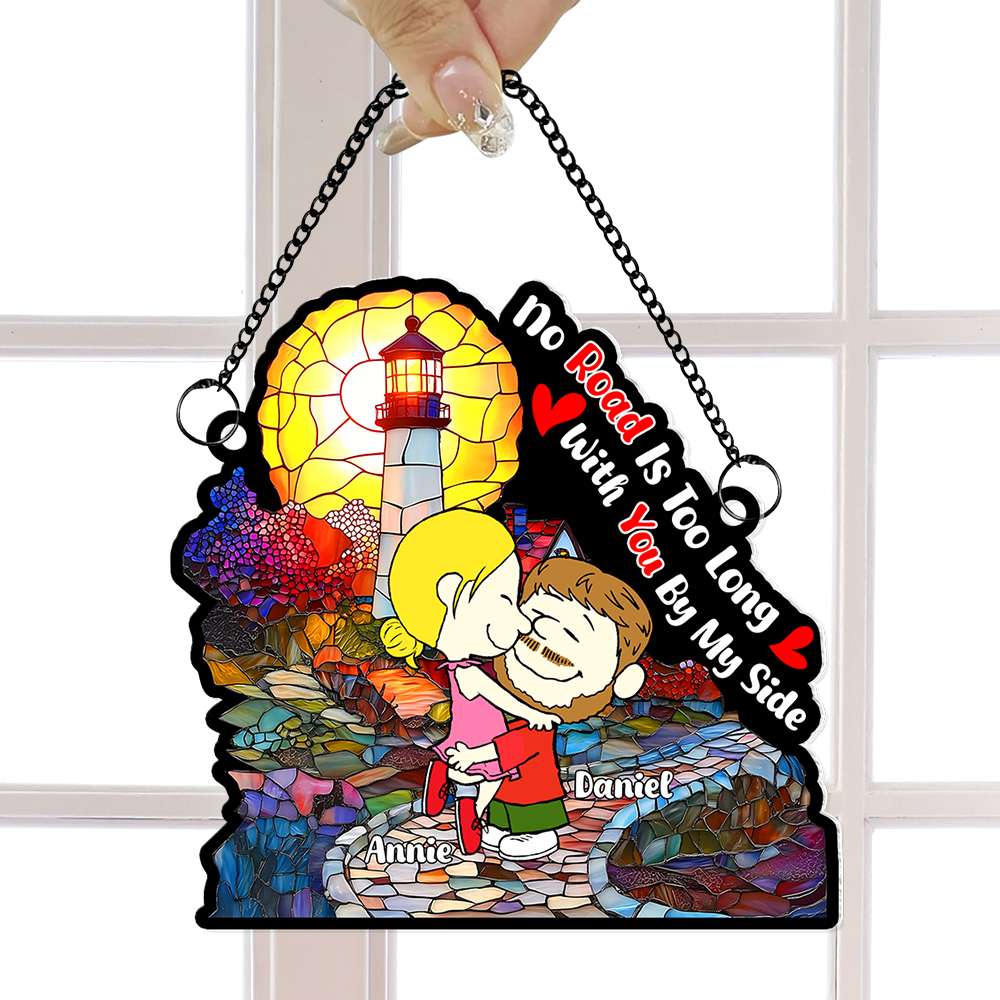 Personalized Gifts For Couples Suncatcher Ornament Hugging Cartoon Couple 01KALU110125HG - Image 4