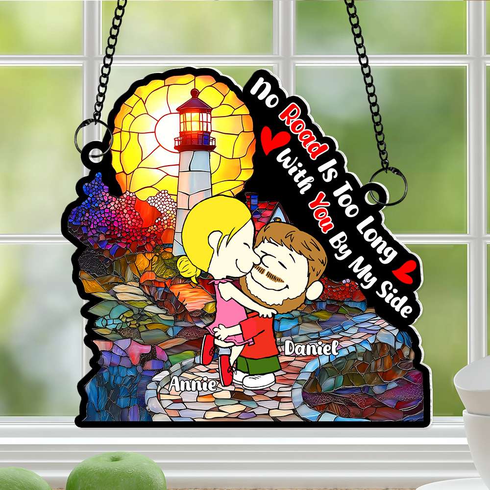 Personalized Gifts For Couples Suncatcher Ornament Hugging Cartoon Couple 01KALU110125HG - Image 3