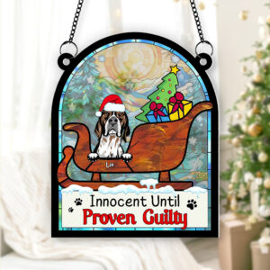 Personalized Gifts For Dog Lovers Suncatcher Ornament 042hutn190724 Naughty Dog Christmas