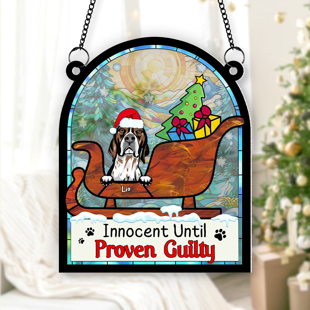 Personalized Gifts For Dog Lovers Suncatcher Ornament 042hutn190724 Naughty Dog Christmas