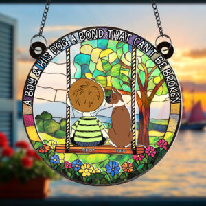 Alternative view of Personalized Gifts For Dog Lovers Suncatcher Ornament, Bond That Can't Be Broken 02tgqn190225hg