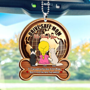 Alternative view of Personalized Gifts For Dog Mom Car Ornament, Drive Safe Mom I Woof You 01tgti210325hg