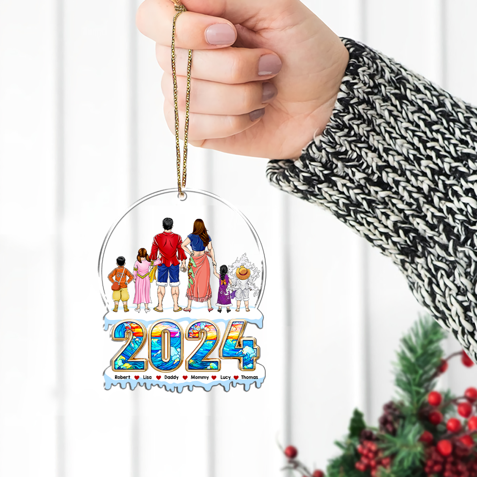 Alternative view of Personalized Gifts For Family Acrylic Ornament 01achu280924pa