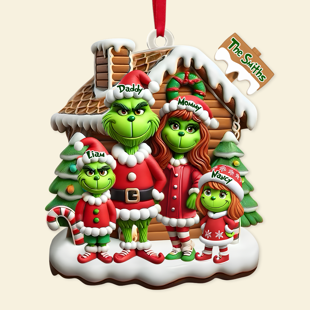 Personalized Gifts For Family Acrylic Ornament, Green Cartoon Character 01TGPU261124 - Image 6