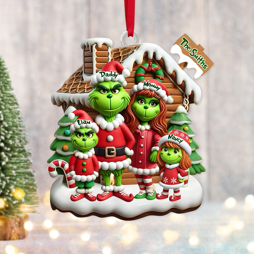 Alternative view of Personalized Gifts For Family Acrylic Ornament, Green Cartoon Character 01TGPU261124