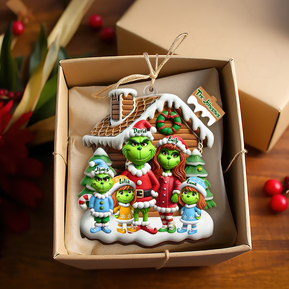 Personalized Gifts For Family Acrylic Ornament, Green Cartoon Character 01TGPU261124 - Image 4