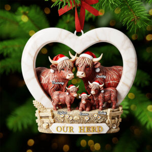 Personalized Gifts For Family Christmas Highland Cow Ornament 03nata200925