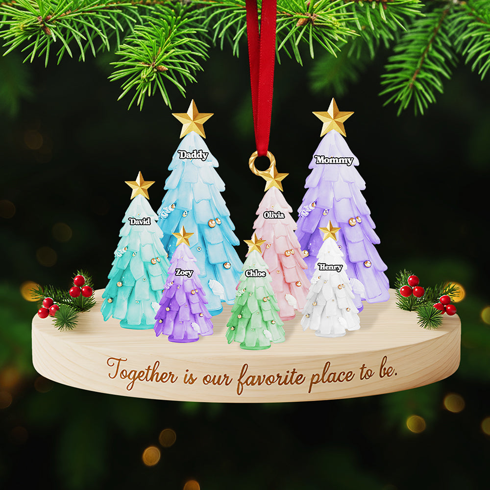 Personalized Gifts For Family, Christmas Tree Sea Glass Family Acrylic Ornament 01nata131025
