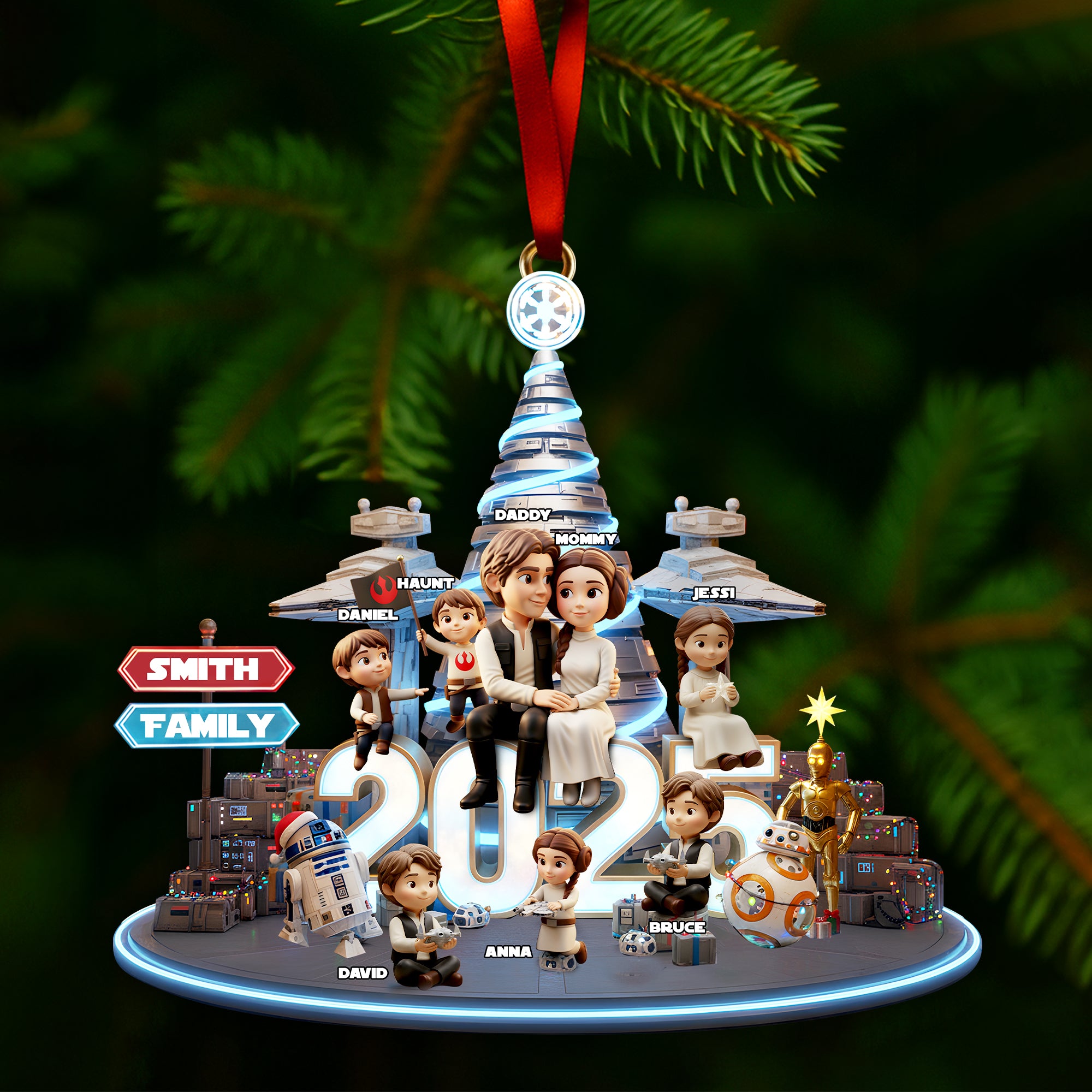 Personalized Gifts For Family, Cosmic Guardian Family Christmas Acrylic Ornament 04palu171025 - Image 4