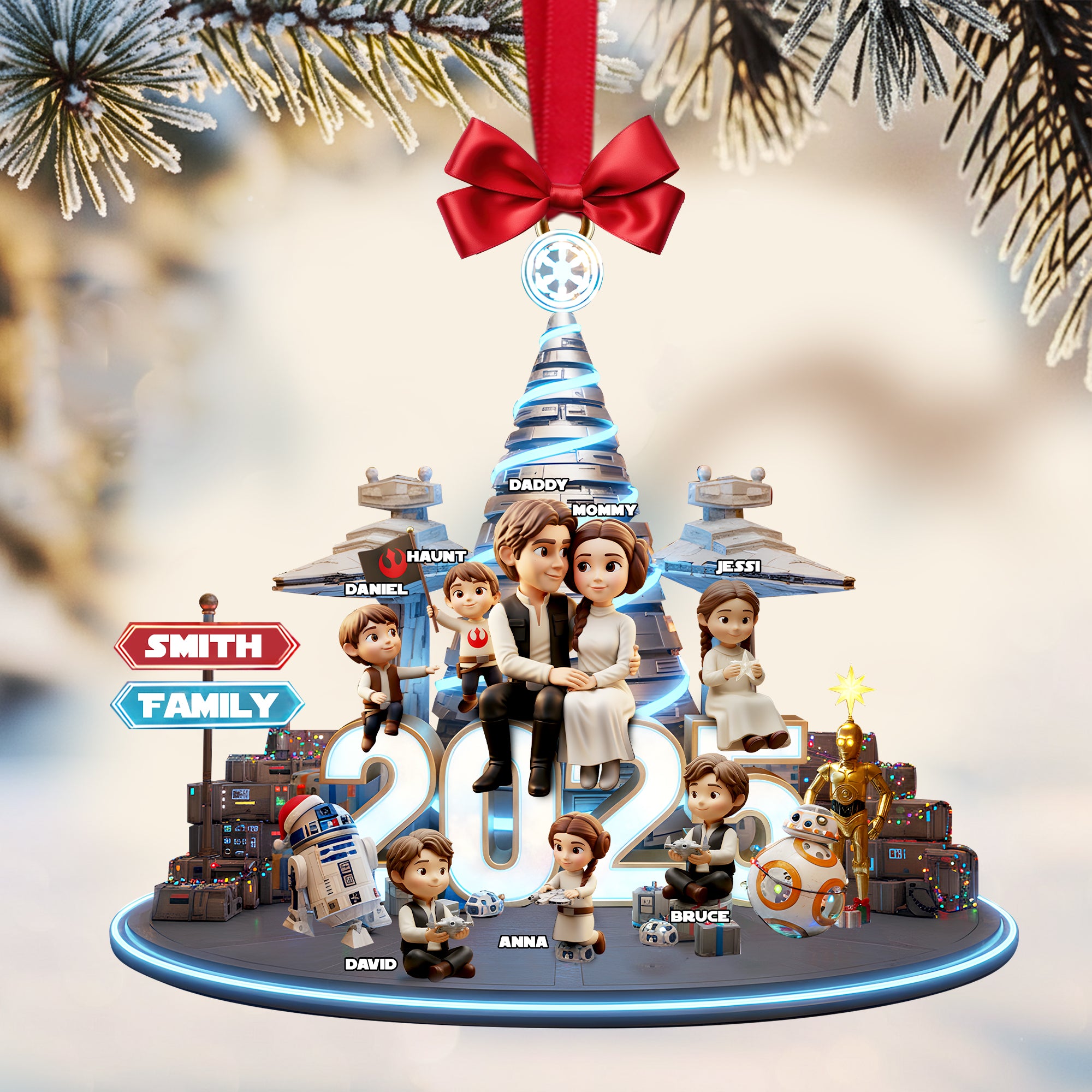 Personalized Gifts For Family, Cosmic Guardian Family Christmas Acrylic Ornament 04palu171025 - Image 3