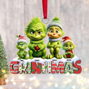 Alternative view of Personalized Gifts For Family, Green Monsters Family Acrylic Ornament 04OHTN211124