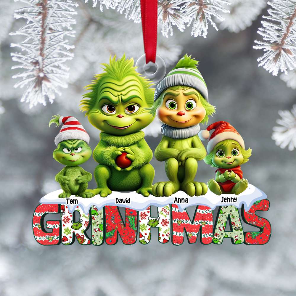 Personalized Gifts For Family, Green Monsters Family Acrylic Ornament 04OHTN211124 - Image 3
