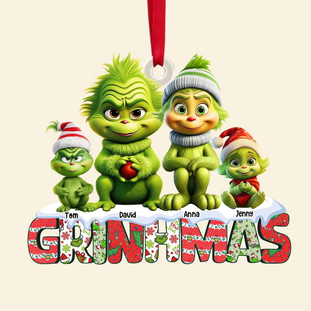 Personalized Gifts For Family, Green Monsters Family Acrylic Ornament 04OHTN211124 - Image 4