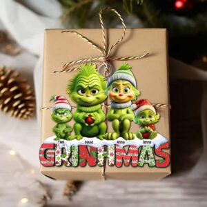 Personalized Gifts For Family, Green Monsters Family Acrylic Ornament 04OHTN211124
