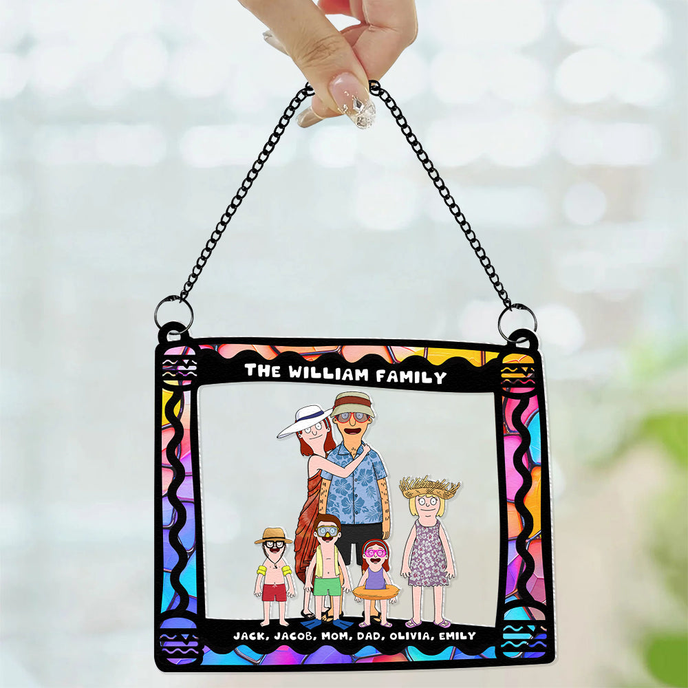 Personalized Gifts For Family Window Hanging Suncatcher Ornament Cartoon Family 01ACDT110225HG - Image 4