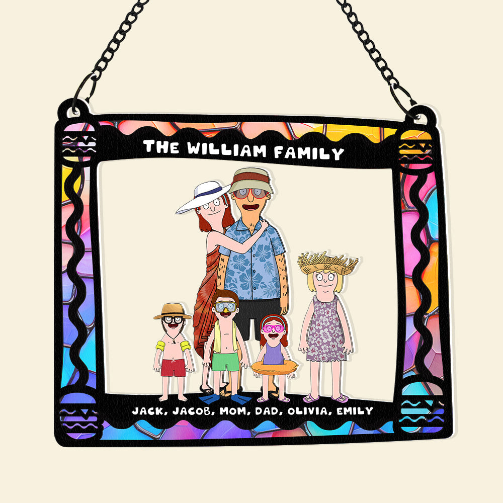 Personalized Gifts For Family Window Hanging Suncatcher Ornament Cartoon Family 01ACDT110225HG - Image 6