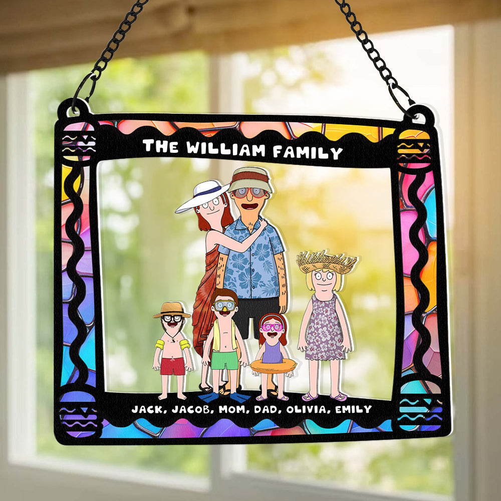 Personalized Gifts For Family Window Hanging Suncatcher Ornament Cartoon Family 01ACDT110225HG - Image 3