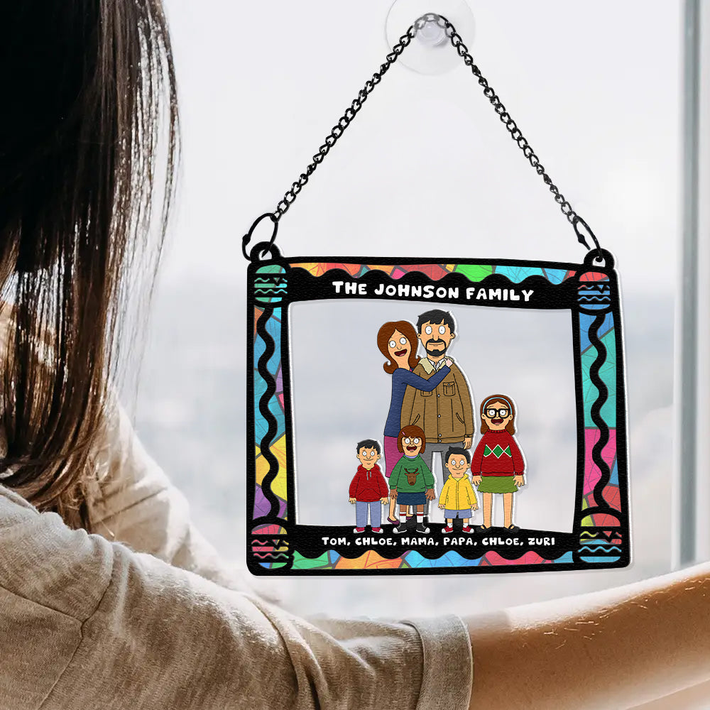 Personalized Gifts For Family Window Hanging Suncatcher Ornament Cartoon Family 01ACDT110225HG - Image 5