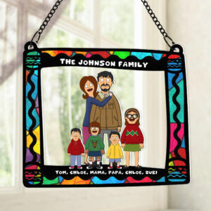 Personalized Gifts For Family Window Hanging Suncatcher Ornament Cartoon Family 01ACDT110225HG