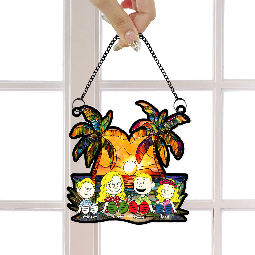 Personalized Gifts For Family Window Hanging Suncatcher Ornament Happy Family On The Beach 04KALU090125PA - Image 4