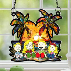 Alternative view of Personalized Gifts For Family Window Hanging Suncatcher Ornament Happy Family On The Beach 04KALU090125PA