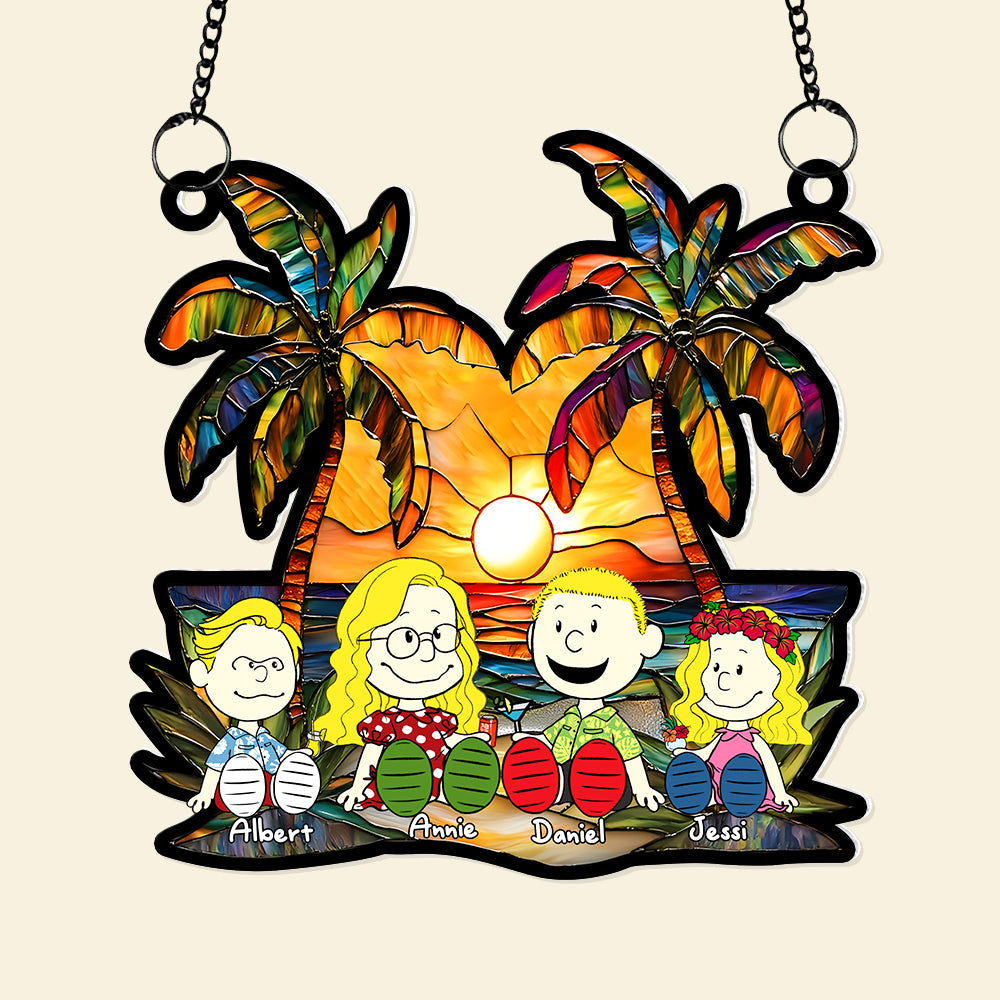 Personalized Gifts For Family Window Hanging Suncatcher Ornament Happy Family On The Beach 04KALU090125PA - Image 5