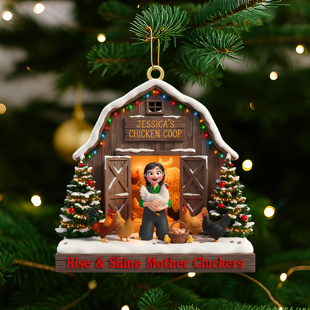 Personalized Gifts For Farmers Christmas Chicken Coop Ornament 01natn180925