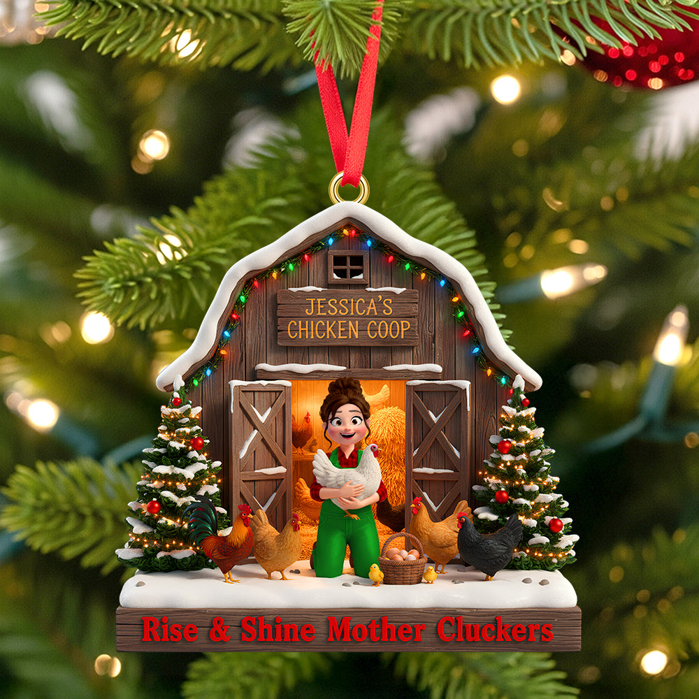 Alternative view of Personalized Gifts For Farmers Christmas Chicken Coop Ornament 01natn180925
