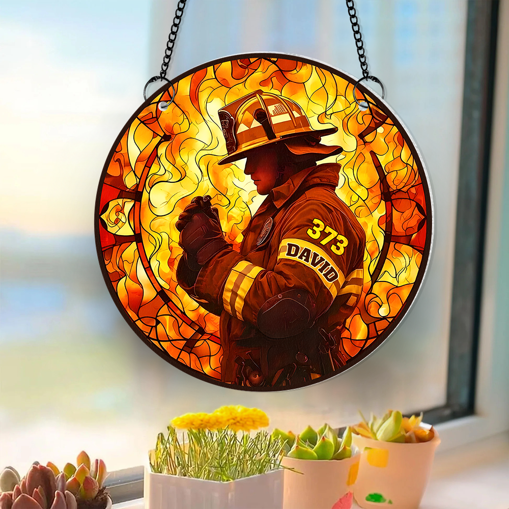 Personalized Gifts For Firefighter Suncatcher Ornament 103acpu290824 - Image 4