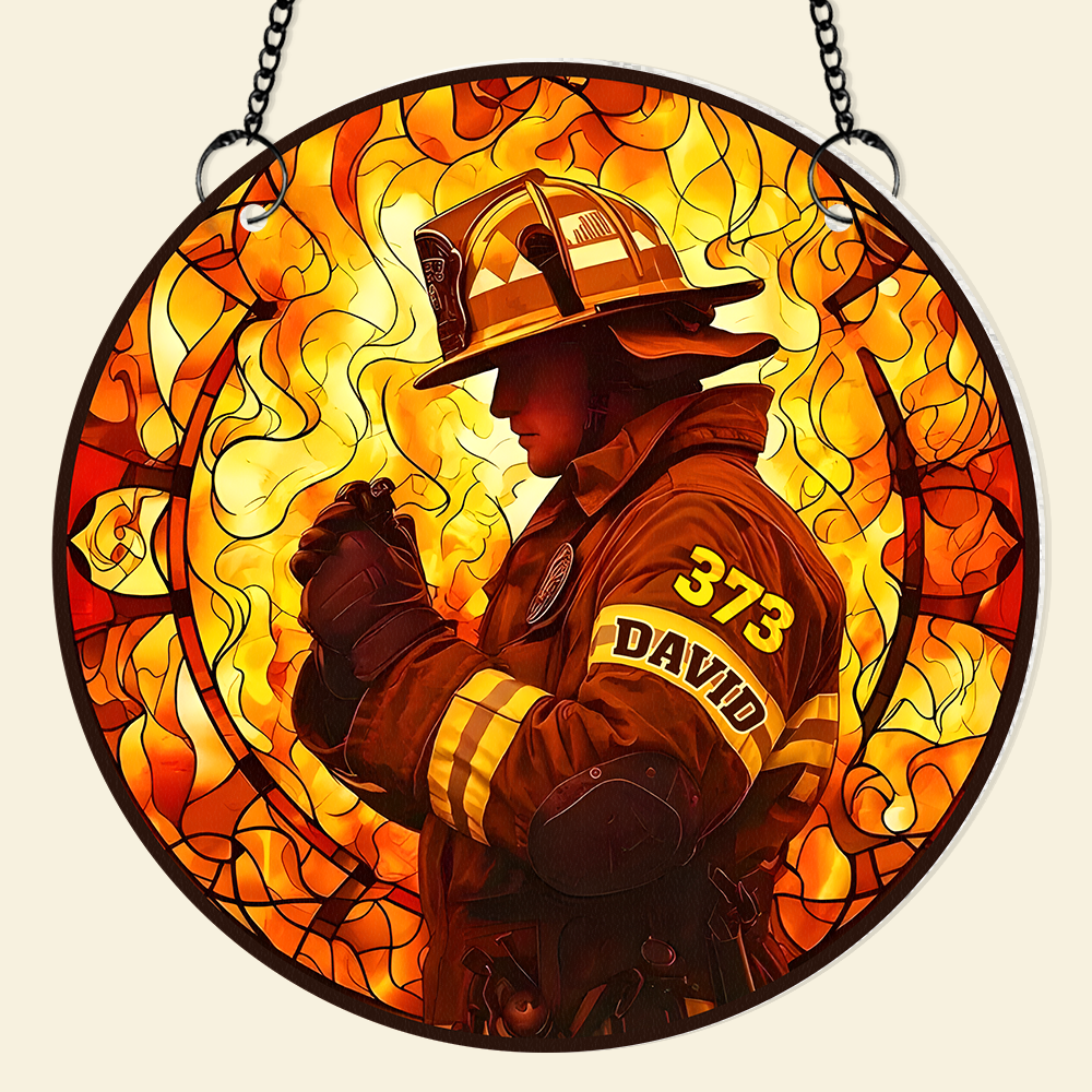 Personalized Gifts For Firefighter Suncatcher Ornament 103acpu290824