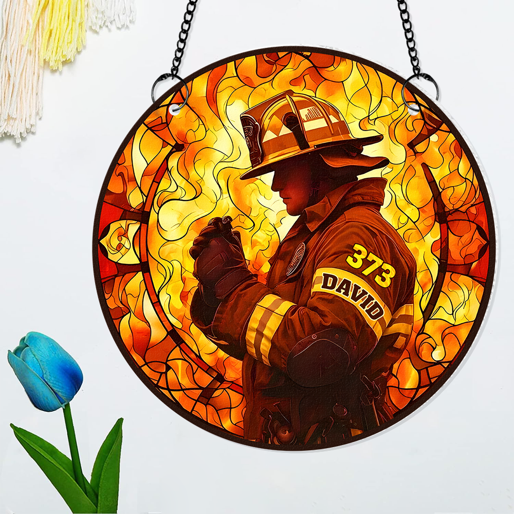 Personalized Gifts For Firefighter Suncatcher Ornament 103acpu290824 - Image 5