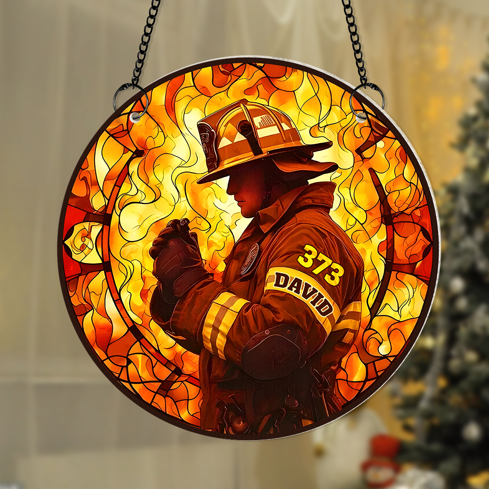 Personalized Gifts For Firefighter Suncatcher Ornament 103acpu290824 - Image 3