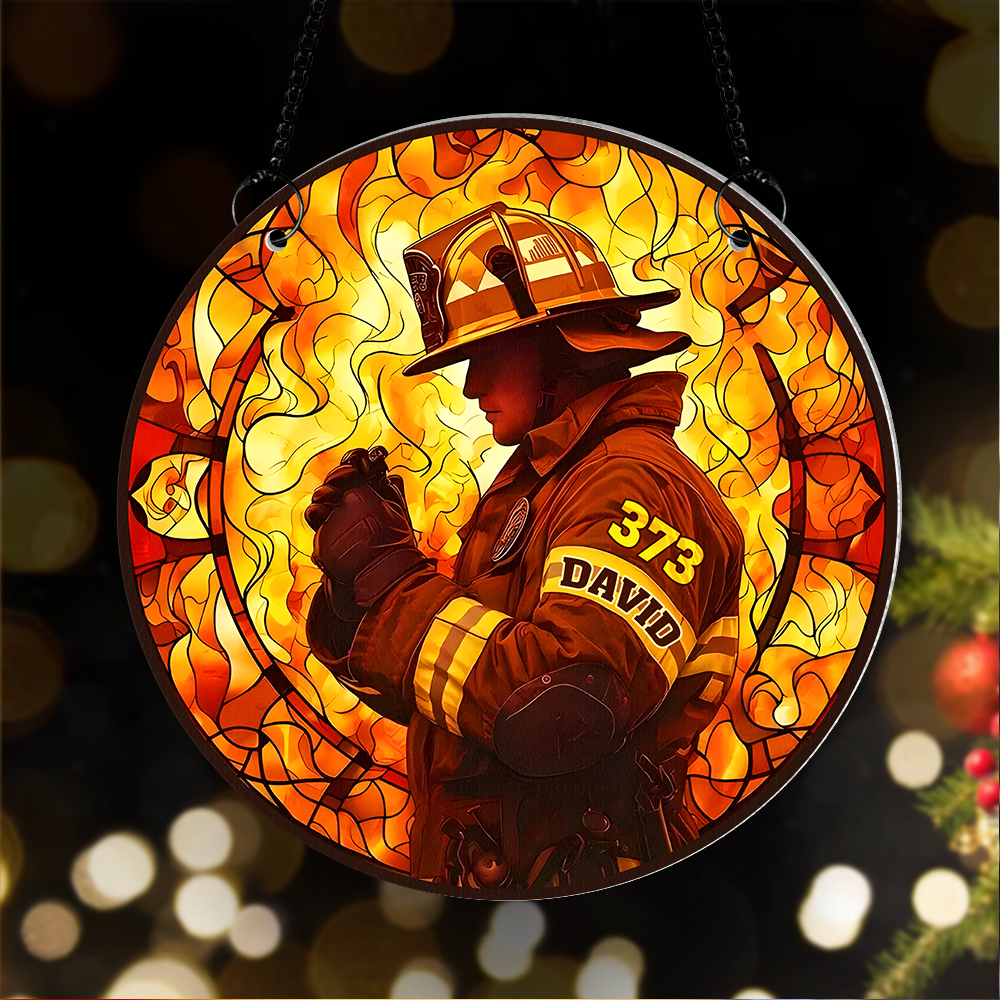 Alternative view of Personalized Gifts For Firefighter Suncatcher Ornament 103acpu290824